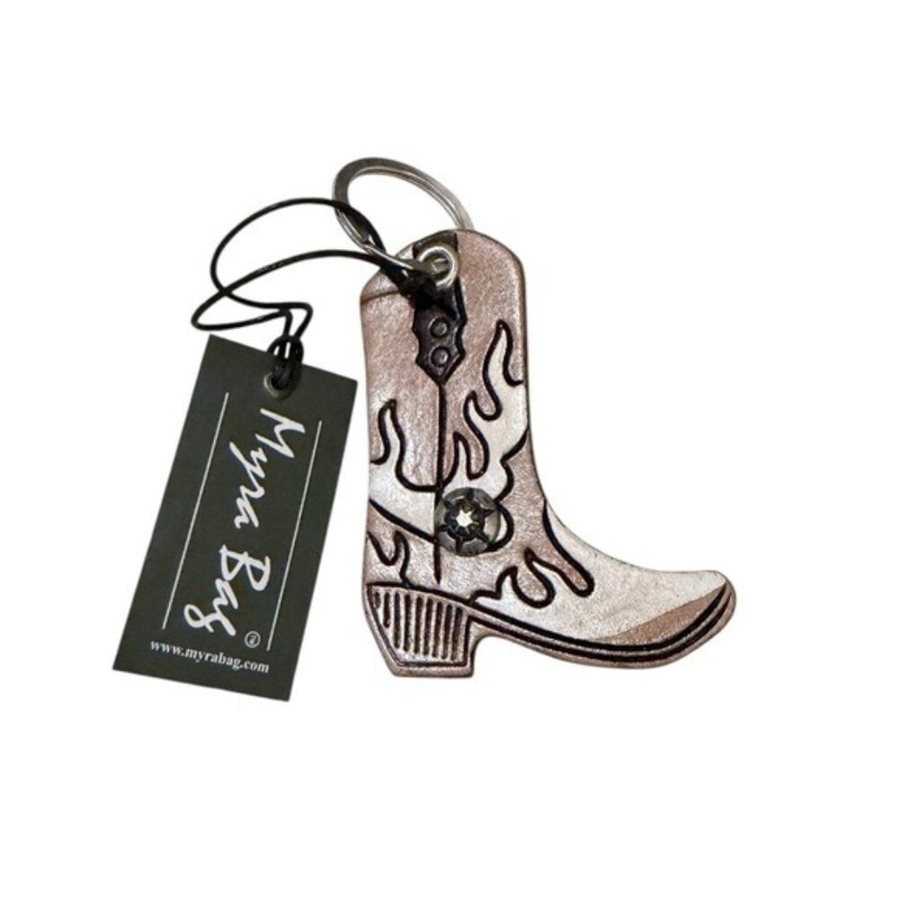 Myra Bag Western Boot Keychain with Flame Design